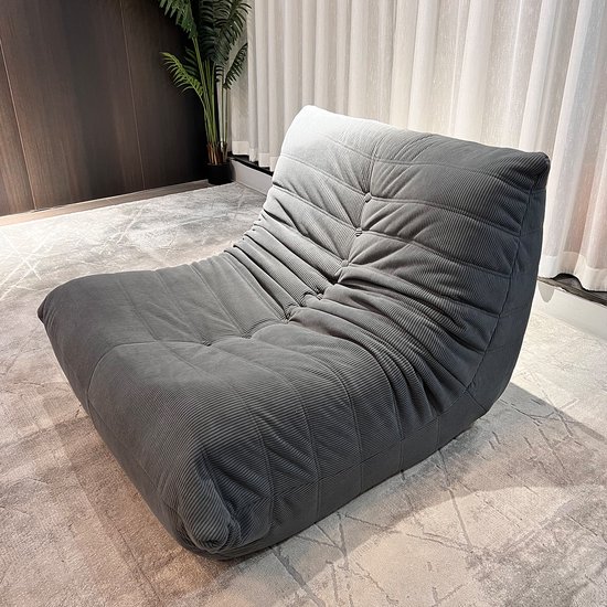 Foto: Zipsofa togo vloerstoel 1 zits fauteuil ribfluweel donkergrijs 80 100 72 cm ergonomisch montagevrij