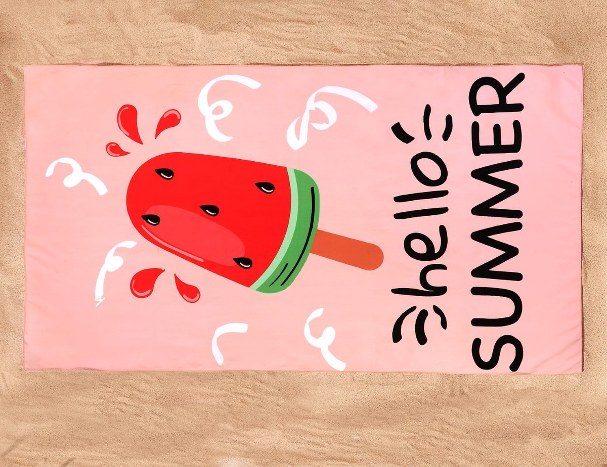 Lucca Sneldrogend Microvezel Strandlaken - Hello Summer - 100x180 - Multi