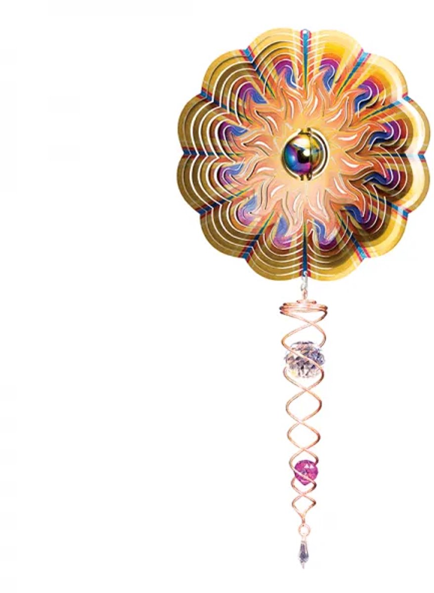 Windspinner, Spin Art, Sun Gazing Ball/Zonnekijkbal Artist Crystal Tail, ACTSGB0808, totale lengte 60cm