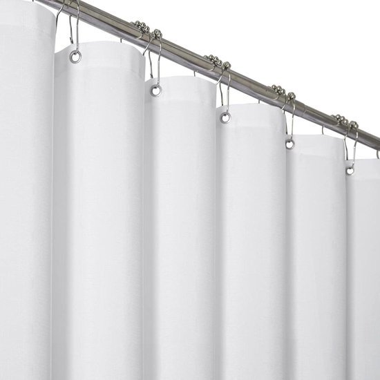 Furlinic Douchegordijn, schimmelwerend, waterdicht en wasbaar, badkamergordijn voor bad en douche, textiel, wit naar groen, 100 x 200 cm, met 6 douchegordijnringen