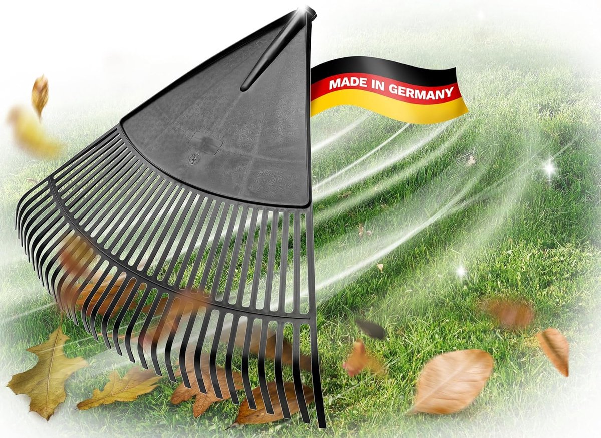 Novatool 2X Bladharkkop, Bladhark met 30 kunststof tanden, Werkbreedte hark 75 cm, Bladhark, Tuinbezem, Gazonhark, Hark, Tuinhark, Tuinbezem, Tuingereedschap zonder steel, Zwart