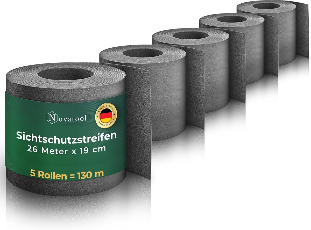 Novatool Premium PP 130m rollen Duurzame privacy strips voor dubbelstaafmat hekwerk antraciet voor 50 rijen staafmat hekwerk privacy strips extra stabiel UV-bestendig privacy scherm tuin