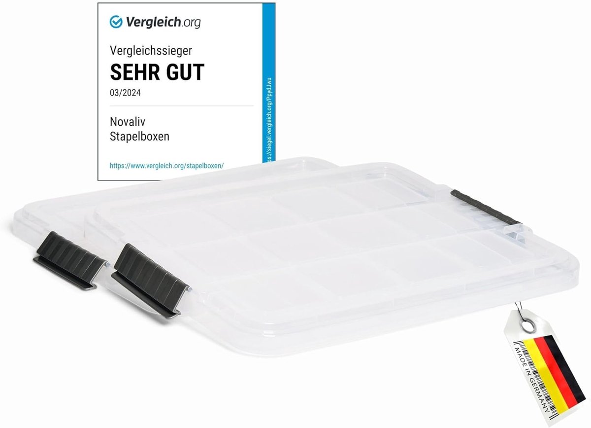 Novaliv 2x vervangingsdeksels 27 liter met clipsluiting 46,5x36,5 cm Transparant