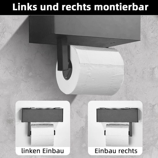 Tindbea Toiletrolhouder Met Houten Plank, Aan De Muur Te Bevestigen Houten Toiletrolhouder Badkameraccessoires Van Mat Nikkel En Roestvrij Staal