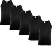 5 Pack Fruit of the Loom Valueweight Sportshirt-Onderhemd Zwart Maat XL