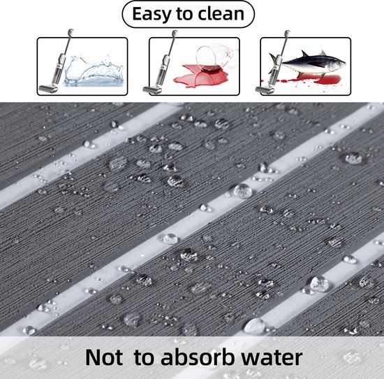 TeakFoamShop – Tapis de bateau en mousse de teck EVA Pro Series – Revêtements de sol autocollant Premium Bateaux – 240 x 60 cm – Gris clair avec lignes Witte – Durable et Luxe , antidérapant