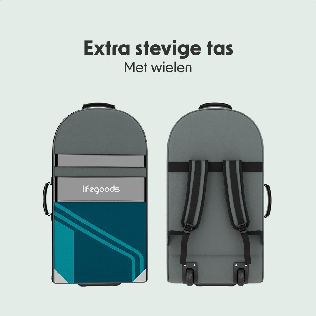 LifeGoods SUP Board Tandem - 2 Personen - 220 KG Draagkracht - 381 x 86 cm - Opblaasbaar - Compleet Sup pakket - Deep Aqua – foto 4