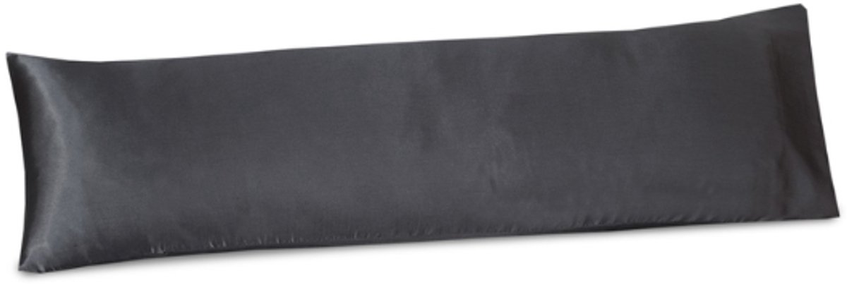 Beauty Silk - Satijnen Body Pillow Kussensloop - Antraciet - 40x145 cm - Glans Satijn