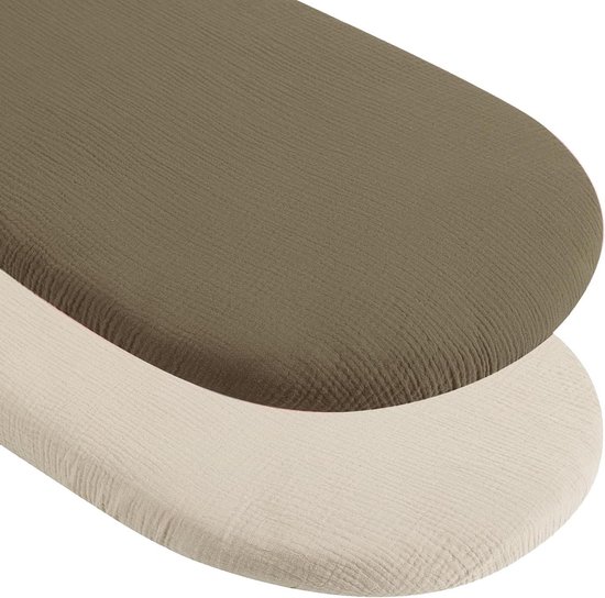 Lot 2 Draps Bébé Drap Housse Bébé Mousseline Coton - Lot De 2, 80x40cm, Élastique 360° Pour Couffin Et Berceau Housse Matelas Mousseline Coton
