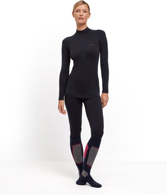 FALKE Heren Top van onderlaag Warm High Neck M L/S SH Functioneel material Sneldrogend 1 Stuk, Zwart (Black 3000), XL