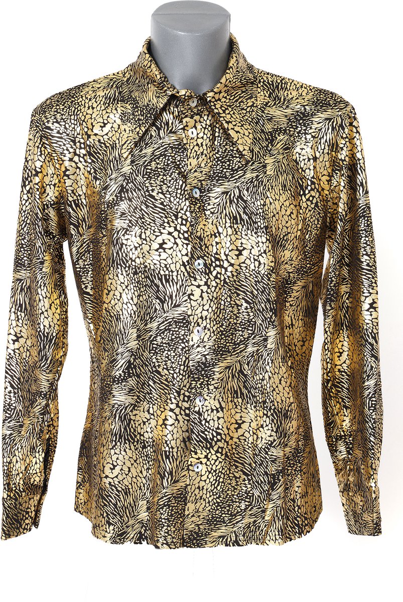 Blouse Slangenprint - Goud-Zwart Foute Party - Jaren 80 & 90 - Volwassenen - Maat XXL