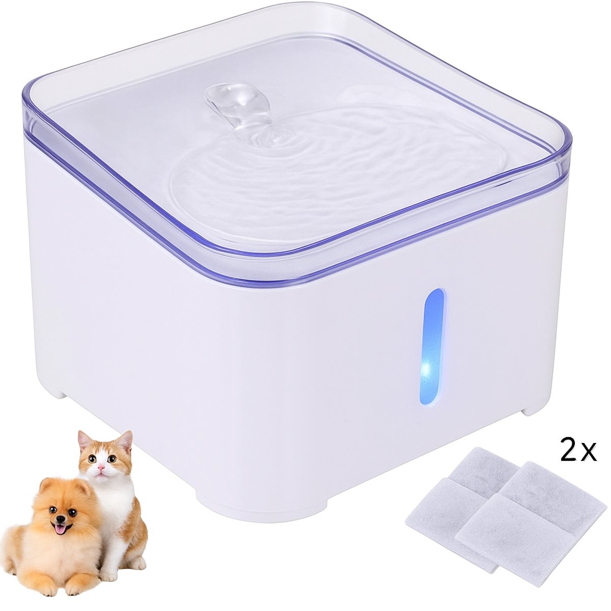 Bol.com Drinkfontein Kat - Kattenfontein - Waterfontein – incl. 2 filters - LED – 2 L aanbieding