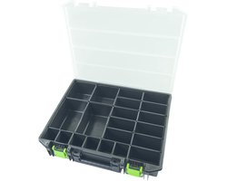 Haupa Assortimentskoffer met bakjes - Metalen Sluiting - 16 Inzetbakjes - 415 x 335 x 90 mm - Zwart - Kunststof