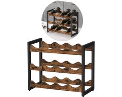 VinoDiMontagna Wijnrek - 3-laags - 12 flessen - Wijnmeubel - Staand Flessenrek voor 12 flessen - Hout - 45 x 38 x 20 cm (L x B x H) - Zwart - Donkerbruin VinoDiMontagna Wijnrek - 3-laags - 12 flessen - Wijnmeubel - Staand Flessenrek voor 12 flessen - Hout - 45 x 38 x 20 cm (L x B x H) - Zwart - Donkerbruin