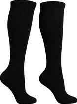 Bas de compression 1 paire – Bas de contention pour femme et homme – Chaussettes de compression – Chaussettes de course – Chaussettes de sport – Zwart – Taille 41-45 L/XL