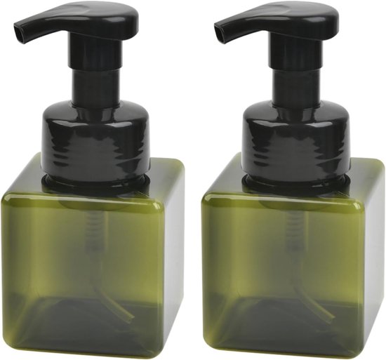 Flacons pompe - Distributeurs de Shampooing - 2 pièces - Distributeur de savon - 250 ml - rechargeables - PET - Vert transparent - pour après-shampoing, gel douche et lotion - Vert