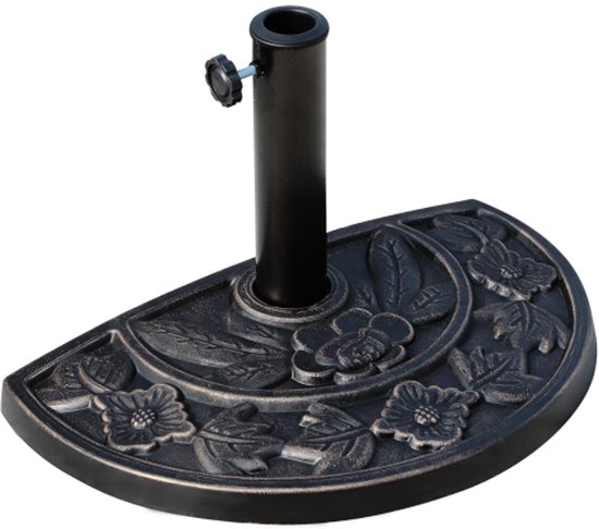 KOMFOTTEU Parasolstandaard met wieltjes, parasolhouder voor parasolstokken 38 mm/48 mm, mobiele parasolbasis, 52 x 41,5 cm (H), voor tuin, terras, binnenplaats