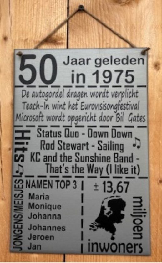 Zinken tekstbord 50 jaar geleden in 1969 - Grijs