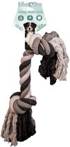 Floss Boss floss rope - jouet pour chien très robuste et sûr - corde pour chien en coton recyclé - corde à tirer grise - 85cm - 1,5kg - 2 nœuds
