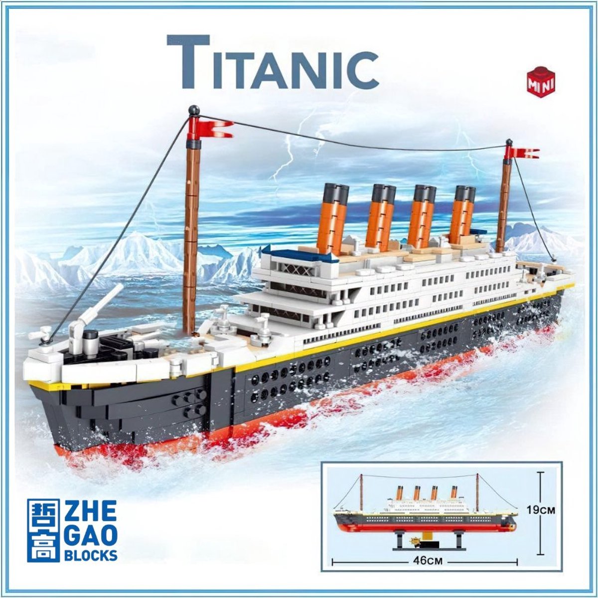 Zhe Gao 01010 Titanic bouwset | Classic creator boot | Technic ideas | STEM educatief speelgoed icons bouwpakket niet geschikt voor Lego | Cruise schip modelbouw voor volwassenen & kinderen | Bouwdoos met 1288 bouwstenen — afbeelding 6