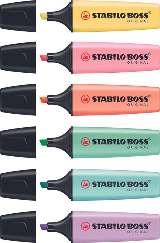 STABILO BOSS ORIGINAL Pastel - Markeerstift - Markeren Met Pastelkleuren - Etui Met 6 Kleuren