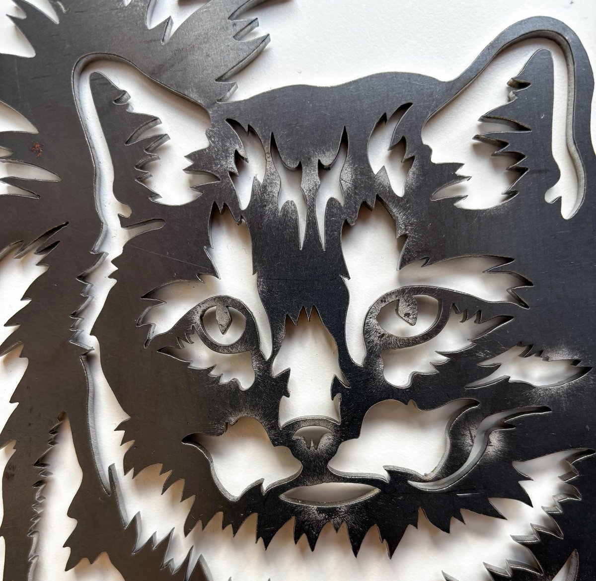 Zwarte Kat Lolek - Metalen Tuinfiguur Voor Hek Of Gazon, 45x43 Cm, Weerbestendig Plaatstaal