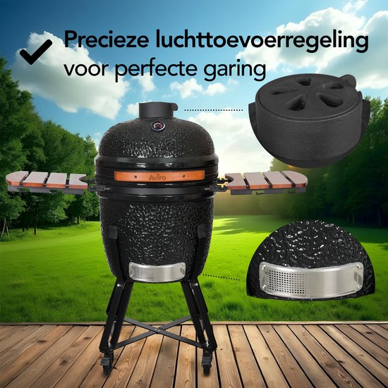 Aviro Kamado BBQ Egg XL - 21,6 Inch - Inclusief Hoes - Tot 10 Personen - Houtskoolbarbecue - Ø 46 CM - Zwart van Aviro — afbeelding 2