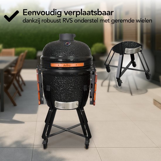 Aviro Kamado BBQ Egg XL - 21,6 Inch - Inclusief Hoes - Tot 10 Personen - Houtskoolbarbecue - Ø 46 CM - Zwart van Aviro — afbeelding 3