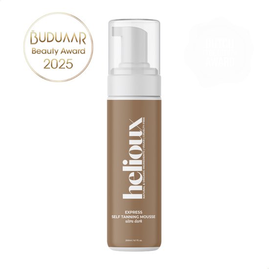 Helioux® Zelfbruiner Mousse Express Ultra Dark (1-3 uur) - Self Tanning Mousse voor Lichaam & Gezicht Extra Donker - Instant Tan - Vegan & Dierproefvrij - Natuurlijke Ingrediënten