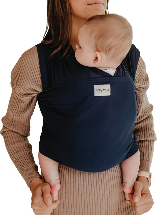 Babylonia Baby Carriers TRICOT-SLEN COOL Écharpe De Portage, Sans Noeud, 100 % Coton Biologique, Porte Bébé De La Naissance Jusqu'à 15 Kg, Coulour Navy Blue