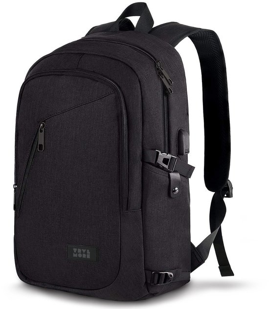 TRVLMORE 25L Rugzak - Rugtas met 15,6 Inch Laptopvak - Schooltas - Laptoptas - Spatwaterdicht - Heren en Dames - Jongens en Meisjes - Zwart