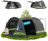 Skandika Kambo 4 Tent – Tunneltenten – Campingtent – Voor 4 personen – 3 ingangen - Tunneltent – Muggengaas – 1 slaapcabine – 420 x 275 x 165 cm (L x B x H) - 3000 mm waterkolom – Outdoor, Camping, Tuin – Kamperen – groen/antraciet