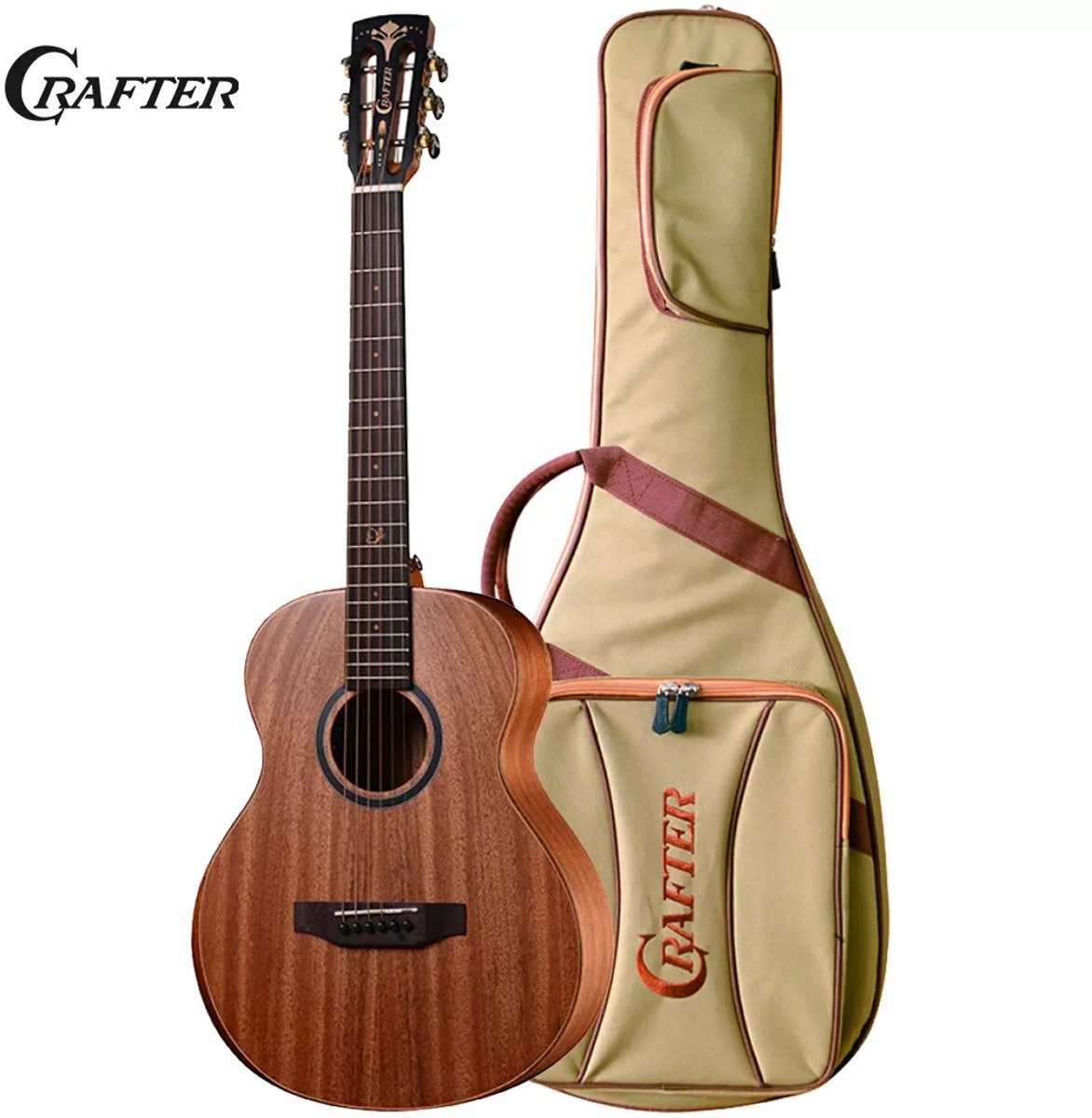 Crafter Mino Series - Elektrisch-Akoestische Westerngitaar - All Mahogany - Compacte Body - Inclusief Gigbag