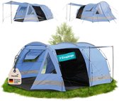 Skandika Kambo 4 Tent – Tunneltenten – Campingtent – Voor 4 personen – 3 ingangen - Tunneltent – Muggengaas – 1 slaapcabine – 420 x 275 x 165 cm (L x B x H) - 3000 mm waterkolom – Outdoor, Camping, Tuin – Kamperen – blauw/zwart