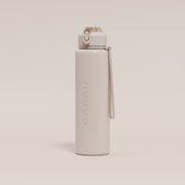 Cabau Bloom RVS Waterfles 870ml Beige | Geïsoleerde BPA-vrije & Lekvrije Thermosfles | Duurzame Herbruikbare Drinkfles met Schoonmaakborstel & Draagkoord | BPA vrij Sportfles Dames | Waterfles Volwassenen | Cadeau voor Haar