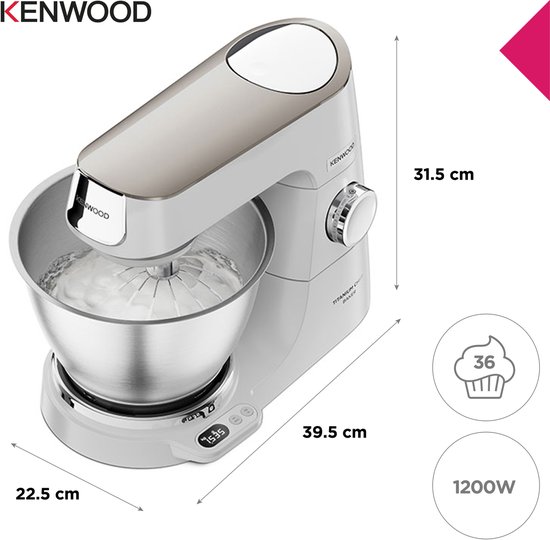 Kenwood Titanium Chef Baker keukenmachine 1200 W 5 l Zilver Ingebouwde weegschalen van Kenwood — afbeelding 2