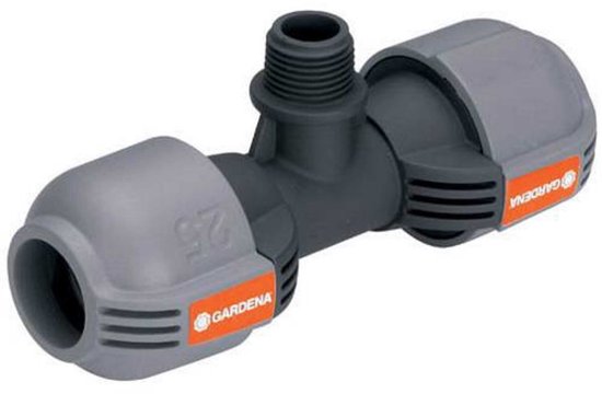 T-stuk 25mm x 1/2″ buitendraad voor Gardena sproeiers S 80, T 50, T 200 met snelverbinding