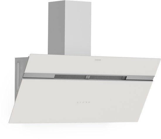 Klarstein Alina Afzuigkap - 90cm Keukenafzuigkap, 615 m³/h Luchtstroom, A-Energie-efficiëntie, LED-verlichting, Stil 54 dB, Touch Control, Afvoer & Recirculatie, Wit