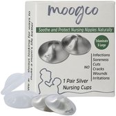 Moogco Originele Zilveren Tepelbeschermers - Nursing Cups - Borstkompressen – 999k Zilver – X- Large Maat - Incl. Opbergetui