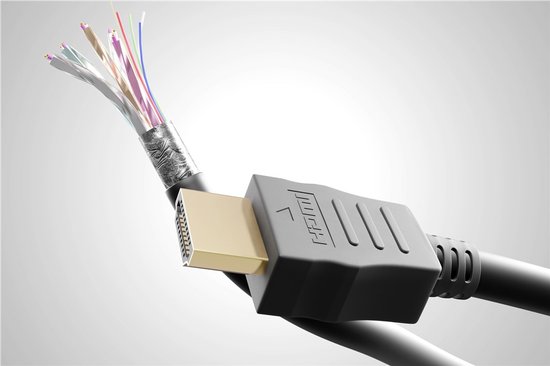 Câble HDMI 2.0 - 4K 60Hz - 1 face coudée vers le bas - Plaqué Or - 3 mètres - Zwart