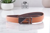Ceinture en cuir camel sans trous avec boucle automatique pour homme (modèle N165)