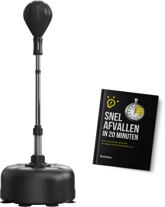Zoluko Professionele Boksbal op Voet - Bokstrainer - Verstelbaar in Hoogte 120-160cm - Voor Binnen en Buiten - Boksbal op Standaard - Reflexbal - Boksbal Staand - Boksen - Zwart