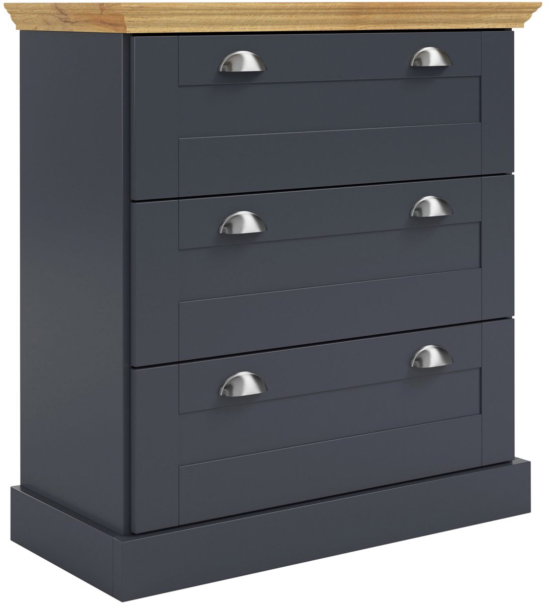 Notio Living Motala-Ladekast - 3-laden - Antraciet Houtlook Antraciet/Eiken