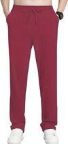 Pantalon en lin Nivard pour homme - Pantalon d'été - Adultes - Pantalon long - Pantalon de plage - Été - Style Ibiza - Bordeaux - Taille XXXL