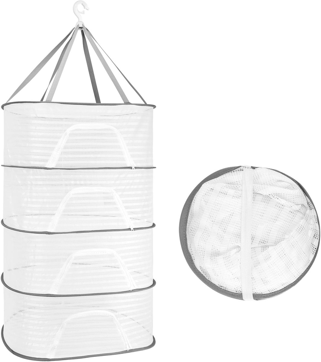 Ibenzoa® Multifunctioneel Hangend Droognet voor Kruiden, Planten en Meer - 4 Lagen met Ritssluiting