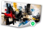Abstracte skyline met felle kleuren - Stadslandschap muurdecoratie - Poster structuren - Abstracte kunst - Design posters - Slaapkamer decoratie - poster 100x70 cm