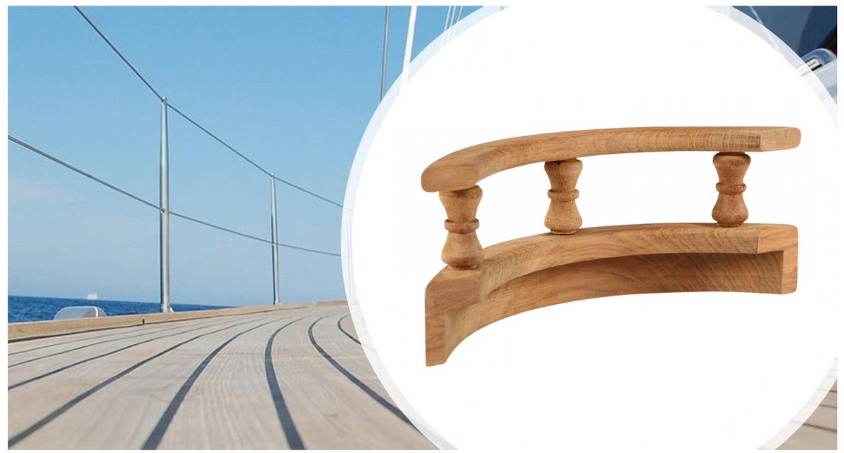 ARC Marine teak buitenhoek Pennenreling 90°