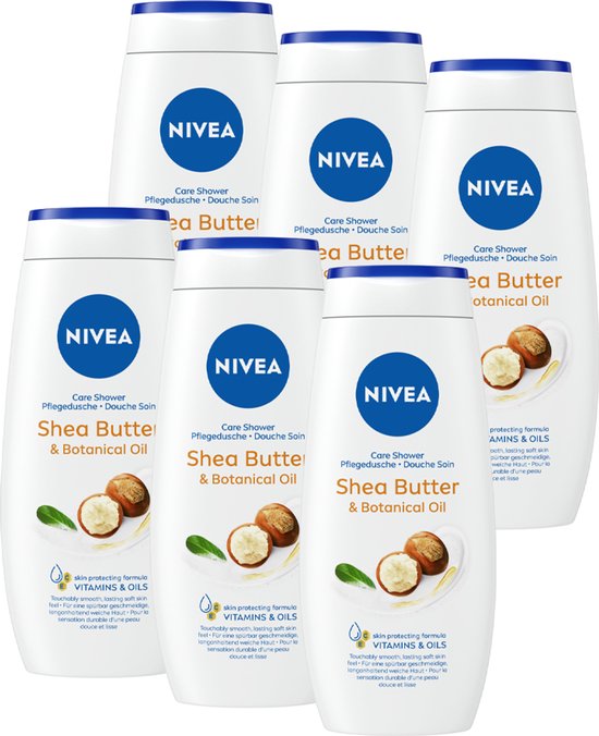 Foto: Nivea shea butter botanical oil douchegel shower gel met sheaboter voordeelverpakking 6 x 250 ml