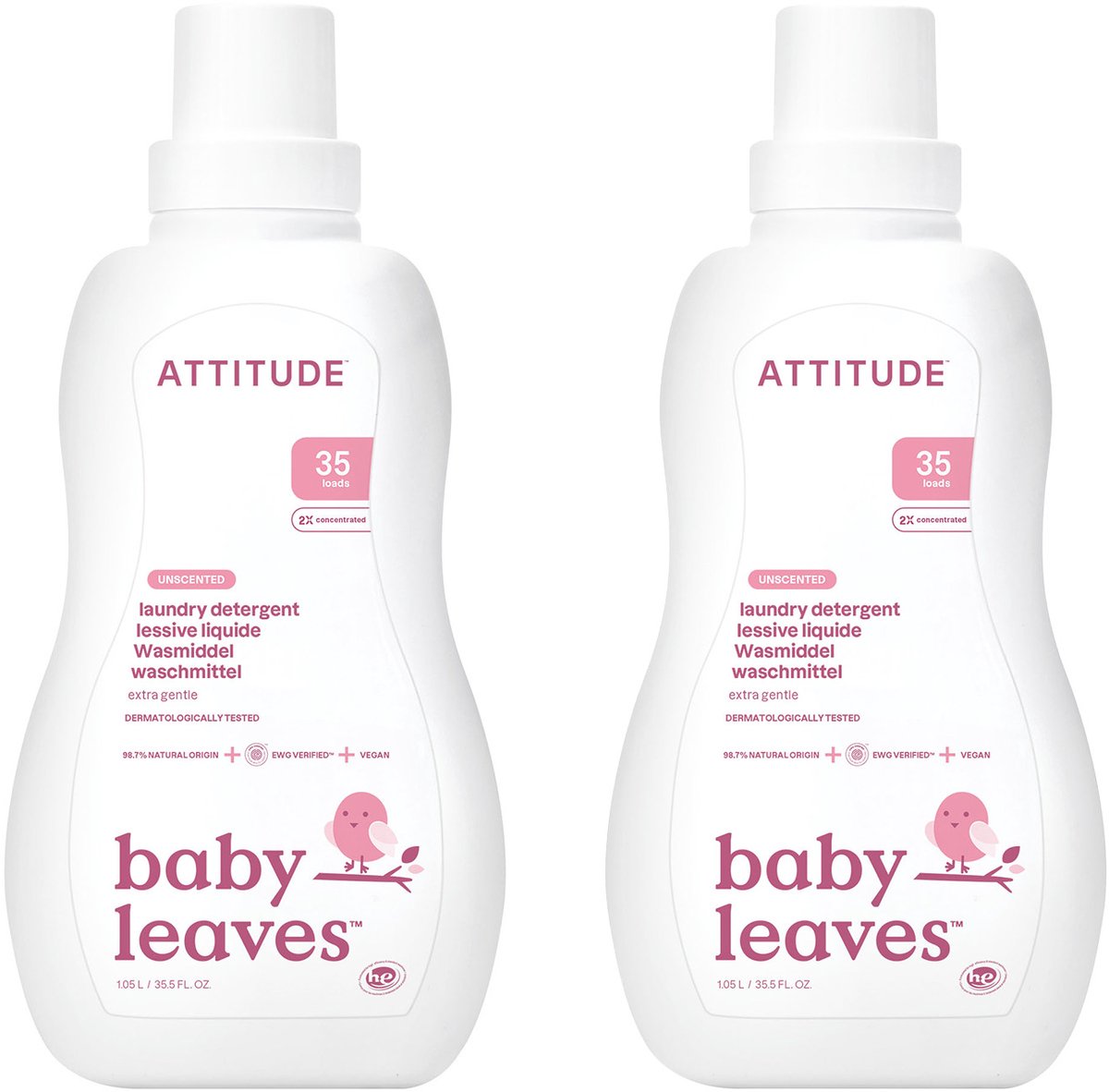 ATTITUDE Wasmiddel Parfumvrij Bundel - Baby Leaves ECO - duurzaam