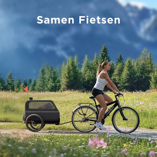 TrevoPet® Hondenfietskar XL - Opvouwbare Fietskar Hond - Hondenkar met Loopplank, Veersysteem & Weerbestendig - Geschikt voor E-Bikes - 45 kg - Zwart